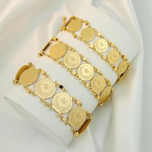 Charm Bracelets AYONG Turkish Coin Bracelet 18k Gold Plated Middle East Dubai Lucky Bangle Woman Festival Party Event Accessories Gift