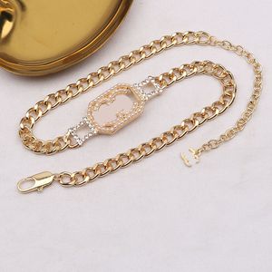 20Style Luxury Designer Brand Double Letter Necklaces Chain Gold Plated Pearl Thick Chain Sweater Newklace for Women Wedding Jewerlry