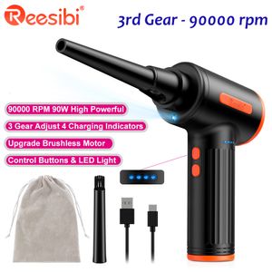 Vakuumlar Reesibi 90000rpm Hava Duster Elektrikli Kablosuz Üfleme Bilgisayar Klavye Arabası için Sıkıştırılmış Kutular USB Fırçasız R5 230802