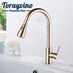 Kitchen Faucets Faucet Nickel Brushed Robinet Cuisine Pull Out Stream Spray Solid Brass Mixer Tap Single Handle Sink