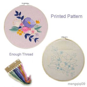 Chinese Style Products DIY Easy Flower Pattern Embroidery with Hoop for Beginner Needlework Kits Cross Stitch Sewing Art Craft Painting Home Decor R230803