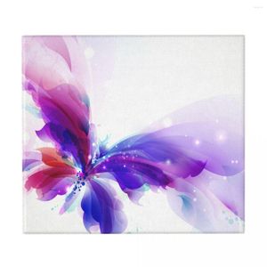 Table Mats Dish Drain Mat Pad Abstract Butterfly With Cyan Blots Kitchen Drying Tableware Dishwaser