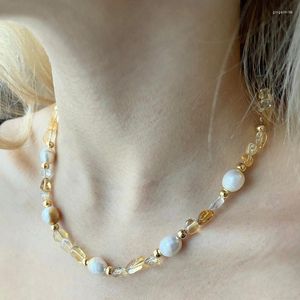 Chains 2023 High-end Design Irregular Natural Stone Mosaic Pearl Necklace Simple Temperament Luxury.