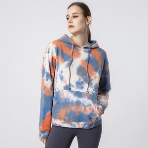 Lu tie-dye capuzes femininos roupas hip hop harajuku moleto