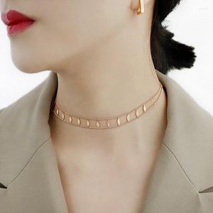 Choker Multi Charm Rombus halsband rostfritt stål dubbelskikt kedja kvinnor geometriska smycken guld silver färg söt