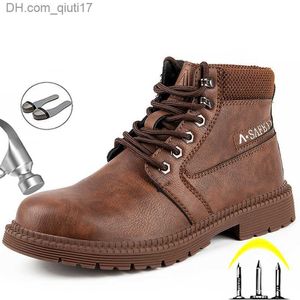 Boots Men's winter boots leather shoes men's work boots steel toe caps perforated safety shoes men's safety shoes Z230803