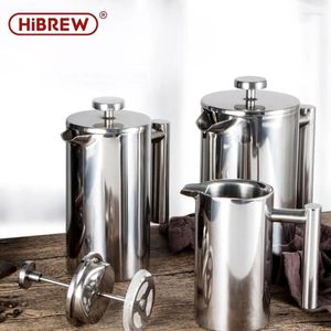 Hibrew French Press Coffee Maker Rostfritt stål Percolator Pot Manual Sile Hushåll