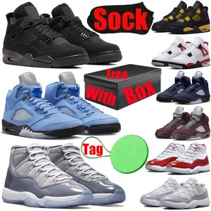 With Box 4s 5s 11s basketball shoes for mens womens Pine Green Cherry 11 4 5 Military Black Cats Canvas Cement Cool Grey UNC Thunder Red Cement trainers sneakers shoe