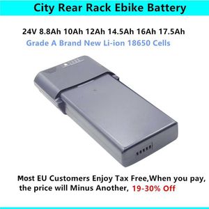 Free Shipping 24v 250w 350w city bike electric bicycle e-bike battery pack lithium ion rear rack battery replace upgrade