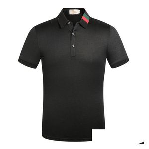 Herrpolos sommarmens s t-shirts bomullsskjortor fast färg Kort ärm toppar smala andningsbara streetwear manliga tees oss storlek xxxl dro dhd06