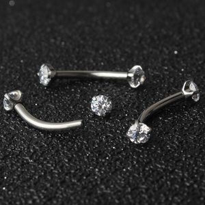 Labret Lip Piercing Jewelry ASTM 36 Zircon Gem Eyebrow Ring Ear Brosk Tragus Stud Body 230802