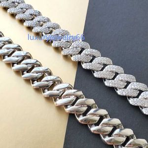 Mens Luxury Cuban Chain Necklace 925 Sterling Silver Hip Hop 14mm 12mm Moissanite Cuban Link Chain Necklace