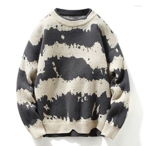 Blusas Masculinas Masculinas Outono Inverno Quente Pulôver Harajuku Jumper Streetwear Suéter Listrado Moda Duas Peças Design Tricô Solto