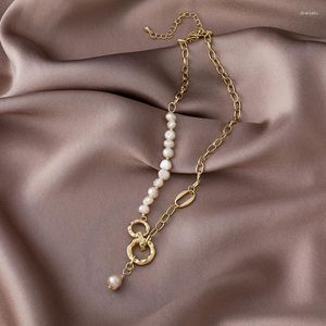 Collane con ciondolo Collana di perle naturali con dichiarazione barocca vintage VSnow per le donne Gioielli creativi con cerchio irregolare asimmetrico