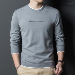 Męskie swetry marka mody projektantka Knit pullover sweter męski ekipa ekipa drukowana szczupła fit autum zimowe granatowe casual jumper ubrania