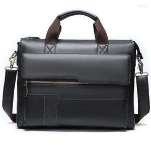 Портфели мужская подлинная кожаная сумка портфель портфель бизнес -портфель мужчина для 14 дюймов для ноутбука офис мессенджер сумочка мужская сумочка
