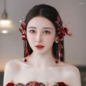 Presilhas de cabelo de noiva coreana com miçangas Sen série super fada flor doce penduradas na orelha enfeites de cabeça joias de casamento