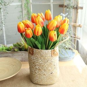 Kwiaty dekoracyjne 46 cm gałąź Tulip Tulip sztuczny kwiat pu lateksowy Bukiet prawdziwy dotyk na ślubne wieńce ogrodowe
