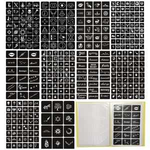 Other Permanent Makeup Supply 365 PCS 10 Pages A4 Size Airbrush Stencils for Painting Kids Face Finger Pattern Temporary Tattoo Stencil Henna Stickers 230802