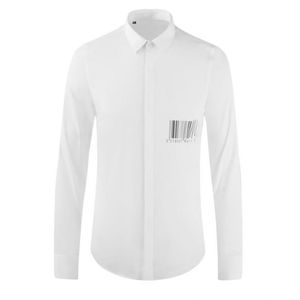 Minglu Cotton White Black Mens Shirts Luxury Long Sleeve Barcode Printed Casual Party Man Shirts Slim Fit Plus Size 4xl