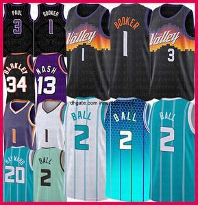 LaMelo Ball Devin Booker Chris Paul Basketball Jersey 1 2 3 Gordon Hayward DeAndre Ayton Steve Nash Charles Barkley Mens Shirts Jerseys 2022 S-XXL 20 22