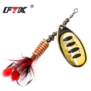 Baits Lures FTK 1pc Spinner Bait 75g 12g 175g Hard Spoon Bass Metal Fishing Lure With Feather Treble Hooks For Pike 230802