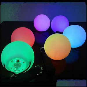 Led Toys Lighted & Gifts Whole- Pro Flashing Mti-Coloured Glow Poi Thrown Balls Light Up For Professional Belly Dance Hand Props