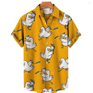 Mäns casual skjortor skjorta hawaiian original sommar 3d djurtryck knapphalslöst amerikanska mode topp stora kläder