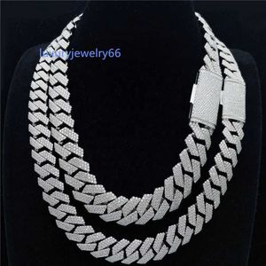 Fully Setting S925 Vvs Moissanite Diamond 18mm Prong Iced Out Custom Cuban Link Chain Hip Hop Jewelry