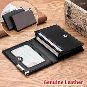 Card Holders Quality Fashion Black Genuine Leather Business Wallets Mens ID Women Male Organizer VIP Name Tag Cases