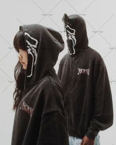 Mens Hoodies Moletons Estilo Americano High Street Hiphop Moda Jaqueta Retro Grim Reaper Crânio Impressão Zipper Sweater Y2K Harajuku Oversized 230803