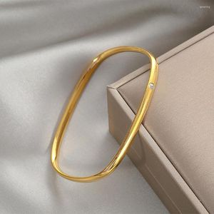 Bangle Vintage Rectangular Titanium Steel Armband Crystal Gift of Love For Women Parties Wedding Jewelry Wholesale 2023