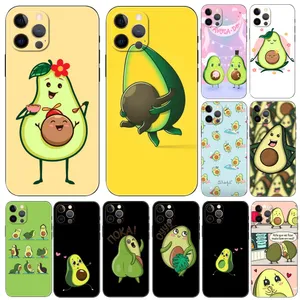 Cute Avocado Soft TPU Case For Iphone 15 Plus 14 Pro MAX 13 12 11 XR XS 8 7 Iphone15 Fashion Lovely Heart Love Lover Smile Happy Silicone Mobile Phone Back Cover