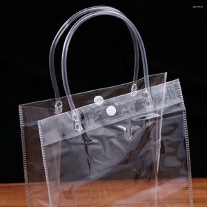 Presentförpackning 24 datorer matplast totes utomhuspåse små tydliga väskor välkomna bröllop gäster bulk transparent handtag gåvor pvc miss