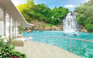 Wallpapers Custom 3d Po Wall Paper Landscape Wallpaper Murals Beautiful Waterfall Balcony TV Backdrop