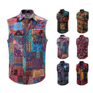 Men's Tank Tops Casual Cotton And Linen Printed Shirt Sleeveless Plus Size Vest Streetwear Bodybuilding Punk Style