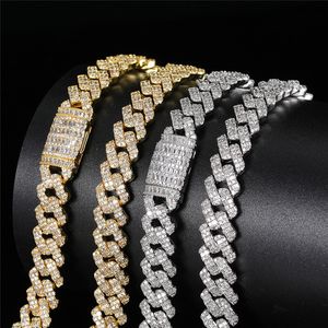 10mm kubansk kedjan fyrkantig rund zirkon blandad inlagd hiphop trendiga varumärke smycken halsband armband smycken set