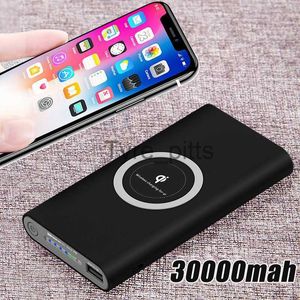 Беспроводные зарядные устройства 30000MAH Power Bank Portable Wireless зарядка Powerbank Внешнее аккумуляторное зарядное устройство Poverbank для iPhone Samsung Xiaomi X0803