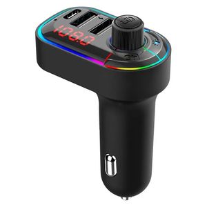 C12 Bluetooth 5.0 FM Transmitter Car Kit Wirelessfree Audio Audio Sectiver Dual USB Fast Charger Ambient Light MP3 Player