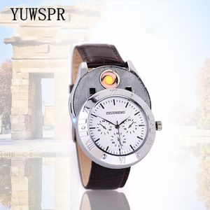 Мужчины смотрят более легкие сигаретные часы USB зарядки Quartz Watch Flamess Sugarette Ligher Outdoor Men Gift Clock JH-311242P