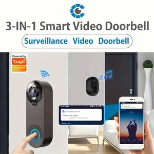 Campainha de câmera sem fio, campainha sem fio, campainha de vídeo, campainha antirroubo, função de visão noturna, WiFi de 2,4 Ghz, adequado para residências, apartamentos