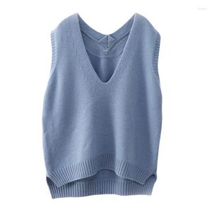 Kobiety swetry V-de-dół dziewczęce pullover kaszmirowy i wełniany sweter jesienne zimowe kobiety kamizelki bez rękawów moda moda ciepła casual ponadgabaria