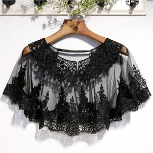 Schals Frauen Frühling Sommer Schwarz Spitze Patchwork Mesh Pashmina Weibliche Sonnencreme Schal Mantel R1503