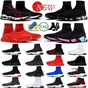 2024 Designer-Sockenschuhe für Männer und Frauen, dreifach schwarz, weiß, rot, beige, lässige Sport-Turnschuhe, Socken-Trainer, Herren- und Damen-Strickstiefel, Stiefeletten, Plateauschuh, Speed-Trainer