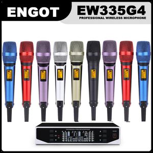 Mikrofony ENGOT EW335G4 2 kanały profesjonalny system mikrofonu bezprzewodowego UHF EW300G4 SKM9000 SKM9100 Karaoke Metal DJ MIC dla EW135G4