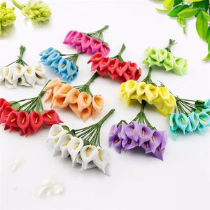 Kwiaty dekoracyjne 144pcs mini piana calla roses sztuczny bukiet na dekorację ślubną DIY WIERNE