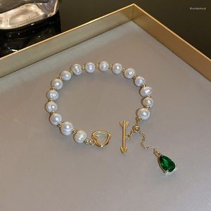 Strand Trendy Inkrustowany Naturalny Pearl Bracelets Strzałka Kupidynka Water Drop Bransoletka dla kobiet eleganckie akcesoria biżuterii