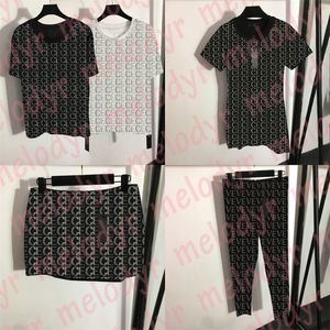 Saias sexy com strass Leggings pretas de grife com manga curta brilhante Vestido feminino Calças de ioga