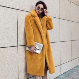 Casaco de imitação engrossado premium ZXRYXGS de pele feminina 2023 comprimento médio solto outono inverno jaquetas moda elegante