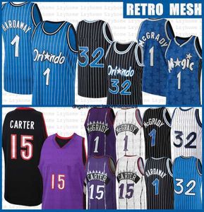 Vintage Tracy 1 McGrady Penny Hardaway Basketbol Formaları 15 Vince Carter S Jersey Mens Gençlik Siyah Mavi Mor Beyaz Retro Mesel